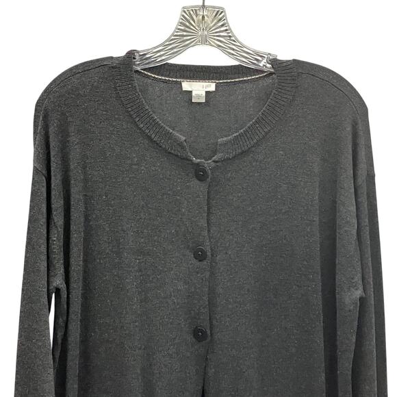 J. Jill Cardigan 3-Button Long Wool Blend M Duster Sweater Lightweight Preppy - Picture 2 of 10